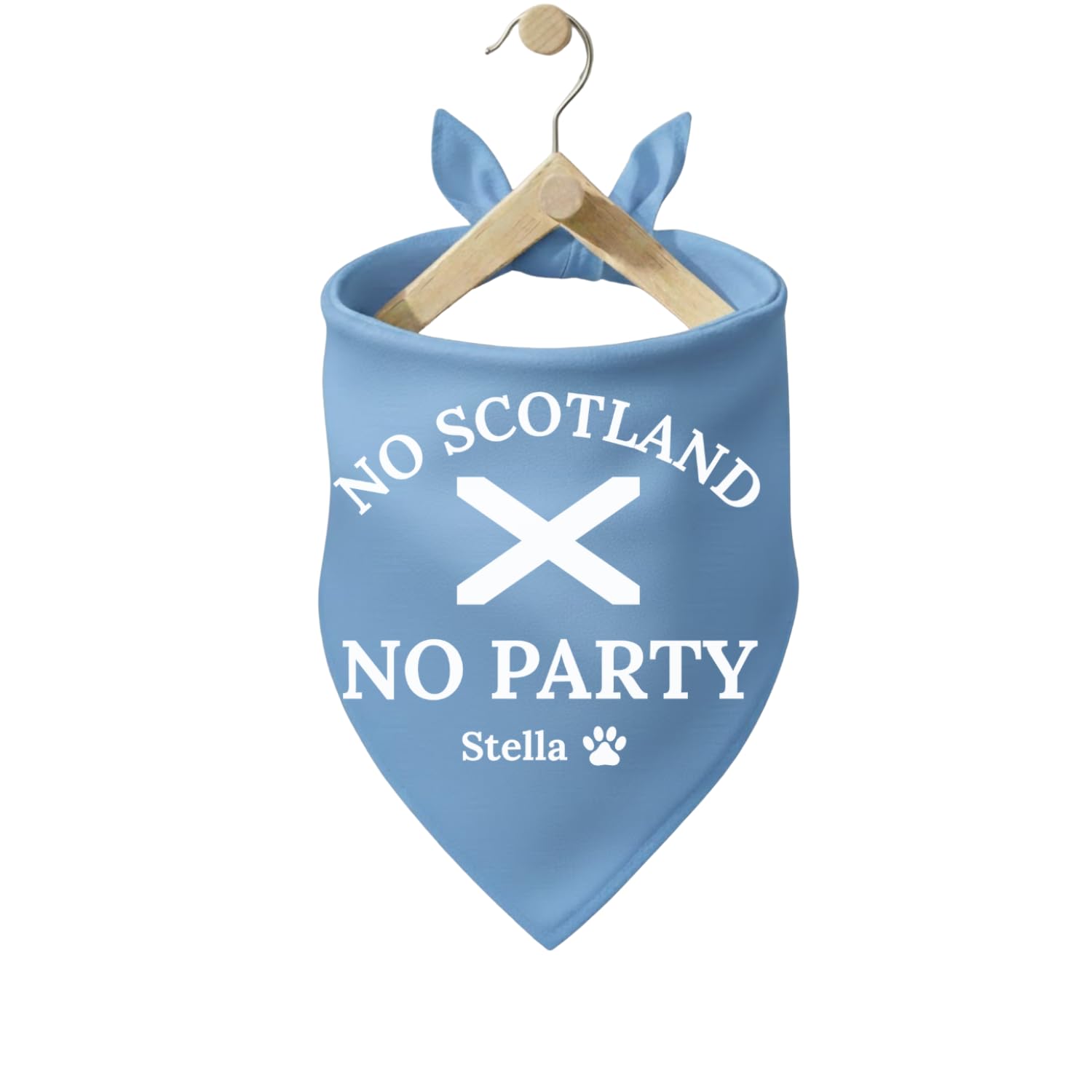 Personalised Pet Bandana “No Scotland No Party” Perfect World Cup & Rugby Supporters. Custom Dog Bandana Scottish Pets. World Cup Pet Gift (Blue + White, S/M:50 * 35 * 35cm)