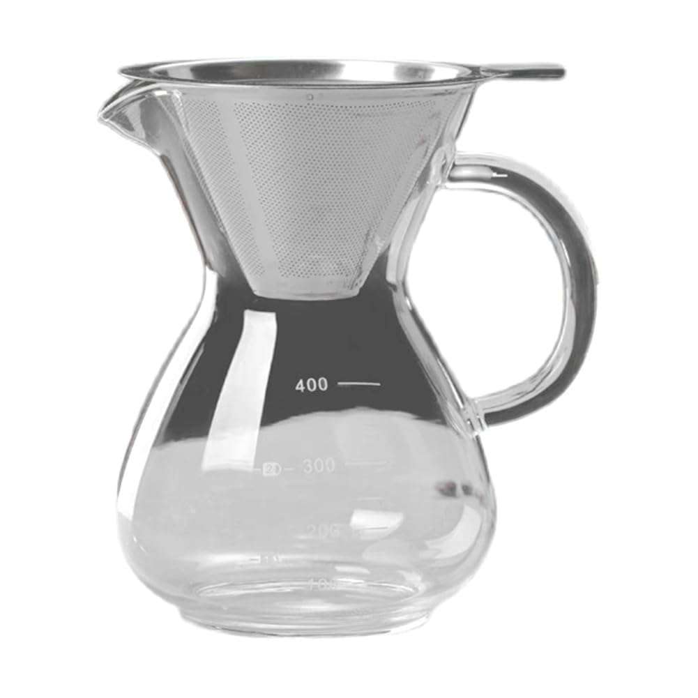 CTRLZS Glass Coffee Pot Espresso Pots with Filter High Temperature Graduated Scale Coffee Server 400ml