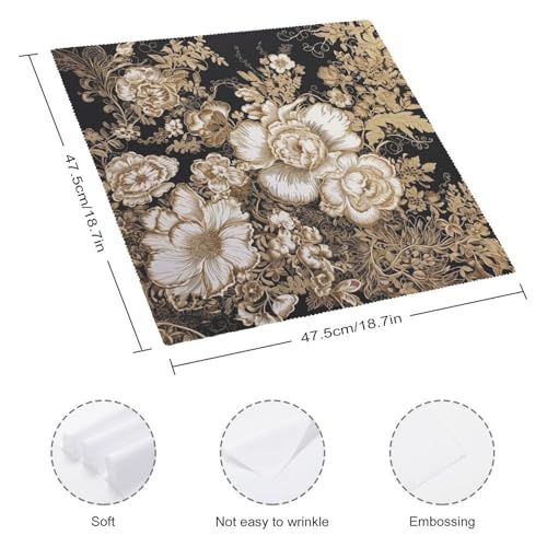 Servilletas de Tela con Flores de Hoja Dorada 4 Pzas miniatura 2