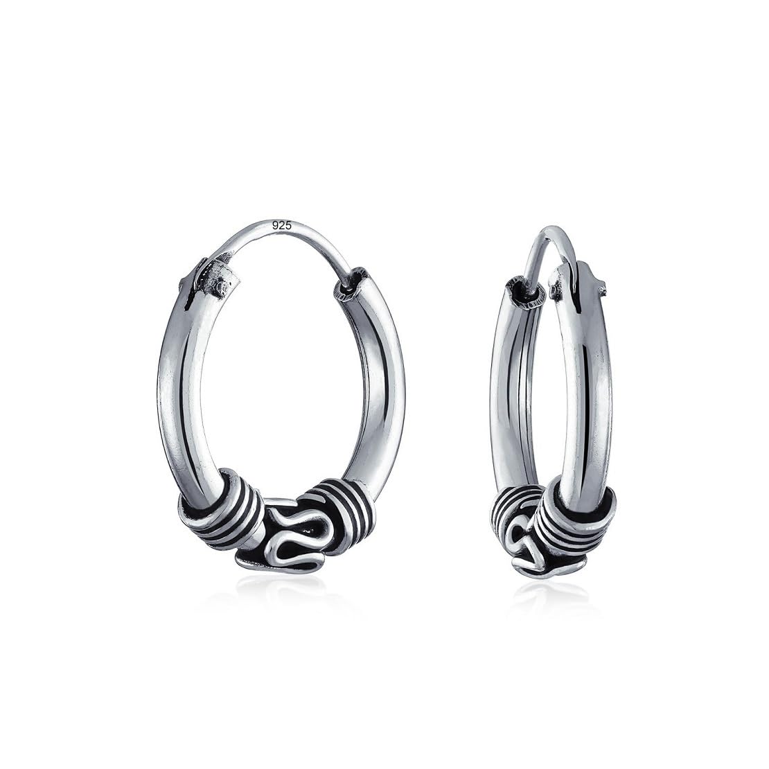 Parnika (Formerly MJ) 925 Small Size 12 mm Silver Bali Hoops Earrings in Pure 92.5 Sterling Silver for Girls/Women (Endless)
