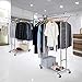 Bextsware Clothes Garment Rack On Wheels, Expandable Double Rails Heavy Duty Commercial Grade Hanging Clothes Organizer Stand Clothing Rack with Mesh Bottom Shelves for Boxes Shoes Storage, Chrome