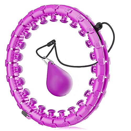 [2022 Updated] Smart Weighted Hoola Hoop for Adults Weight Loss  Infinity Hoop 360° Exercise Fitness Hula Hoop  Friendly for Beginners  24 Sections Detachable Knots/Adjustable Auto-Spinning Ball