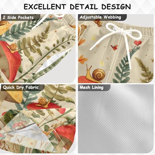 Boys Swim Trunks Mushroom Snail Toddler Swim Shorts Beach Board Shorts Swimsuit3