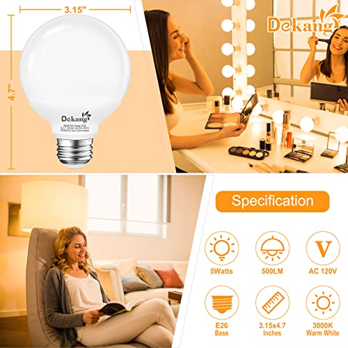 Image of 8 Pack G25 LED Bathroom Light Bulbs 3000K Soft White E26 Base 60W | 500LM, 5W, CRI 85+, Non-dimmable Standard Base LED Globe Light bulbs for Bathroom Vanity Mirror