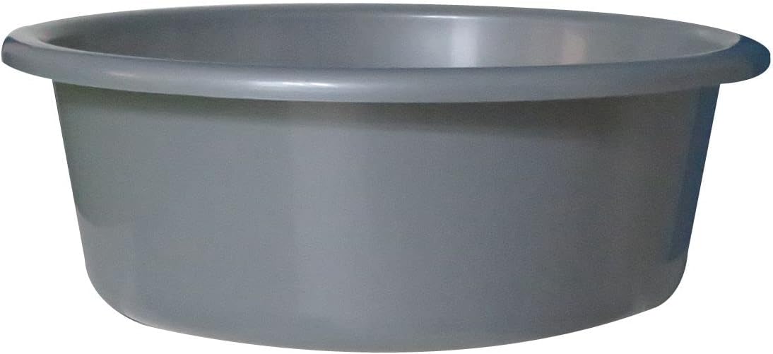 GAB Round Basin, 10L, 39cm, Plastic Washbasin, Cleaning Accessory, Multipurpose Washing Sink, Medium Washbowl, Recycled, Sturdy and Durable (Silver)