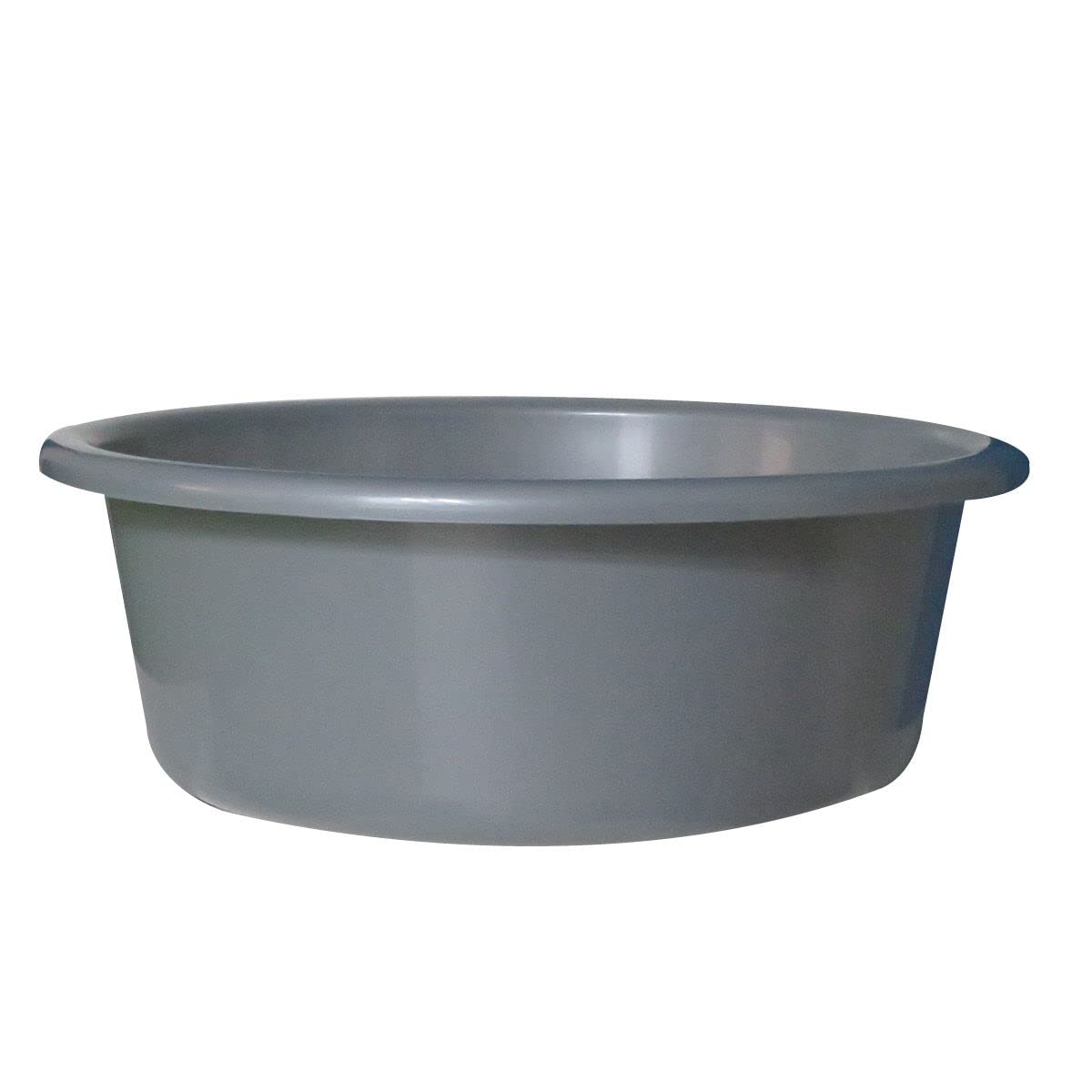 GAB Round Basin, 10L, 39cm, Plastic Washbasin, Cleaning Accessory, Multipurpose Washing Sink, Medium Washbowl, Recycled, Sturdy and Durable (Silver)