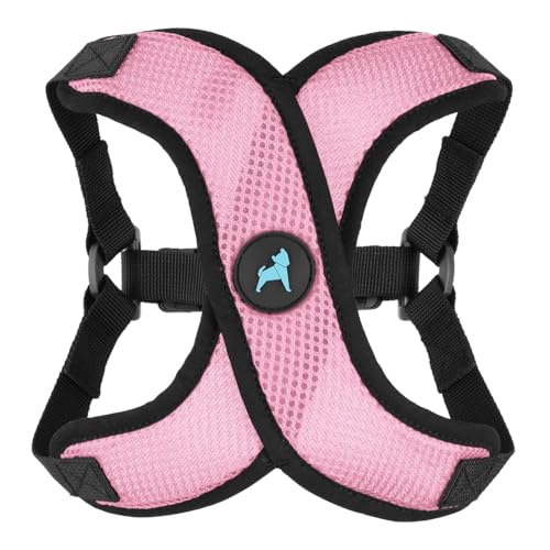 Gooby Comfort X Step in Lite Dog Harness Choke Free Escape Free with Light Breathable Mesh Step in Dog Harness for Small and Medium Dogs Quick Release Buckle Metal D Rings Pink Medium