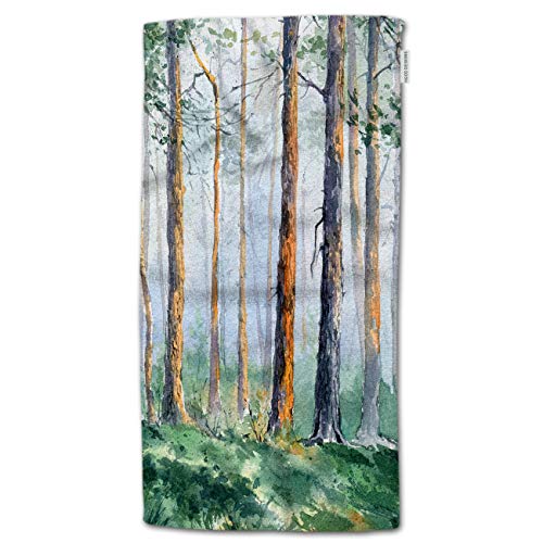 HGOD DESIGNS Hand Towels Watercolor Nature Tree Soft Hand Towel for Bathroom Kitchen Yoga Gym Decorative Towels 15"X30"