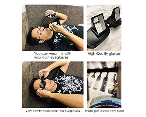 Image of Ace Select Lazy Prism Eye Glasses Lying Down Bed Horizontal Watching TV Reading Spectacles Horizontal Glasses - Black