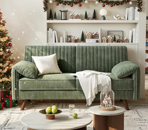 64.5" Loveseat Sofa, Chenille Loveseat Couch for Living Room, Green