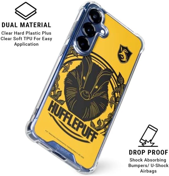 Skinit Clear Phone Case Compatible with Galaxy S25 Plus - Officially Licensed Wizarding Worlds Harry Potter Hufflepuff Illustration Design