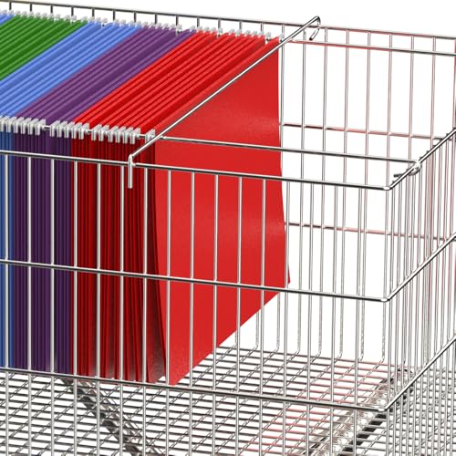 Yeeoy Steel Wire Mail Cart, Rolling Utility Cart File Cart, 200 Lb Capacity Grocery Cart with Upper and Lower Baskets for Laundry, Grocery, Office, Kitchen, Restaurant