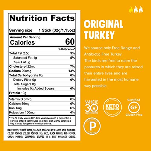 Chomps Free Range Jerky Snack Sticks Keto Paleo Whole30 Approved Gluten Free Sugar Free 60 Calorie Snacks ,1.15 Ounce (Pack Of 24) #TOP1