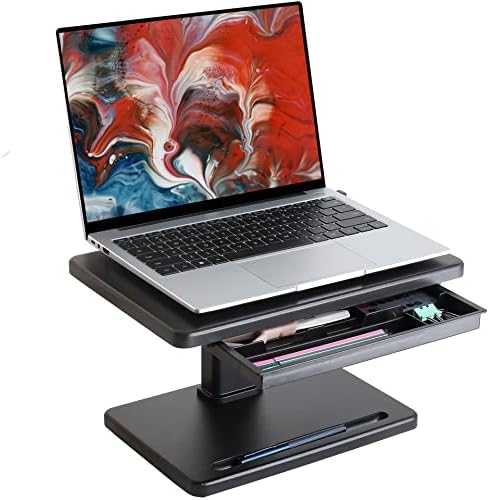 Fydeamer Monitor Stand, Adjustable Monitor riser for Desk, Computer Stand with Storage Drawer, Metal Computer Riser Compatible with Laptop PC, Office and Home Desk Accessories