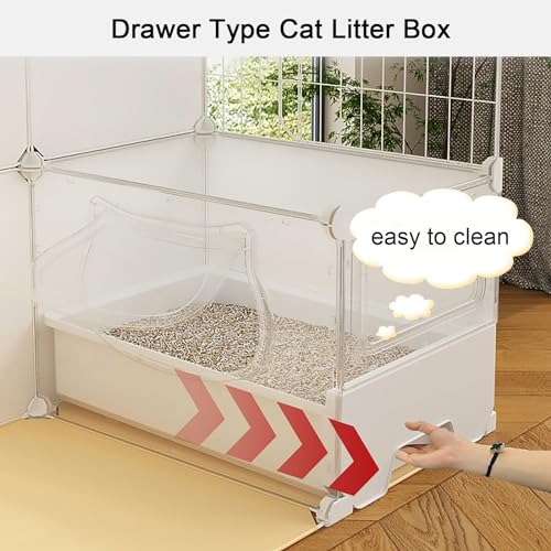 Cage intérieure avec bac litière intégrée et enclos modulaire métallique pour 1 à 3 chats