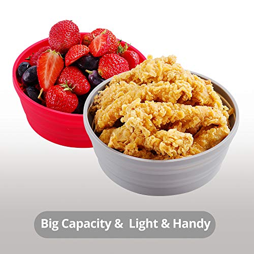 Ecoart Silicone Expandable Collapsible Bowl For Travel Camping Hiking (Gray(L)) #TOP2