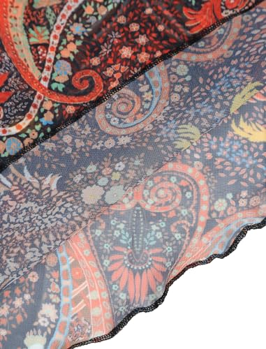 Image of ZAFUL Boho Beach Cover Ups for Women Sarong Coverups Sheer Bikini Chiffon Wraps Skirts for Swimwear