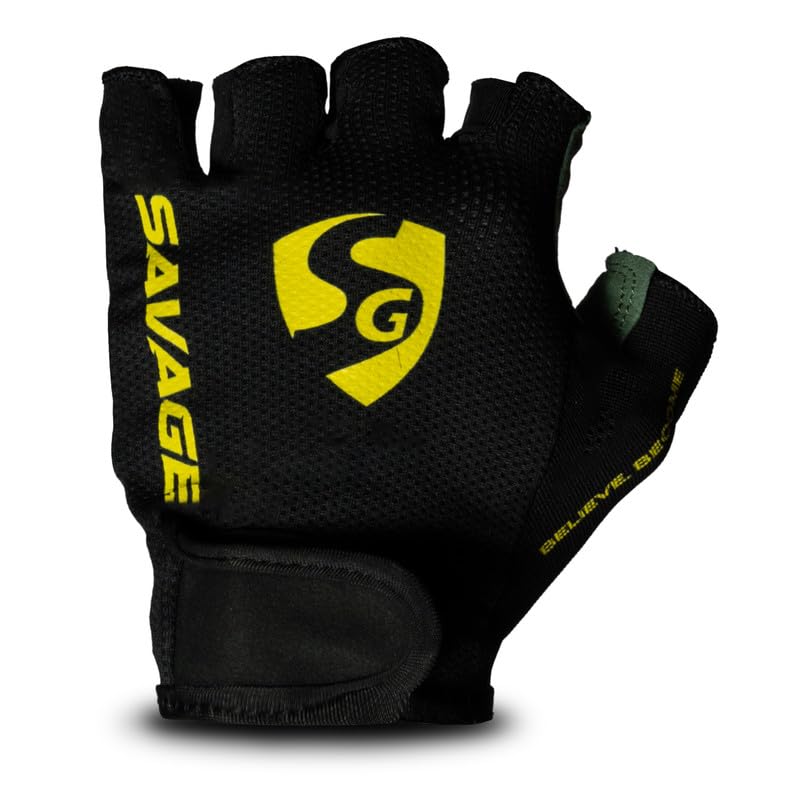 Image of SG Savage Gym Gloves for Men & Women | Half Finger Workout Gloves with Non-Slip Palm, Weightlifting & Training Gloves with Wrist Support for Gym, Fitness, Exercise & Cycling