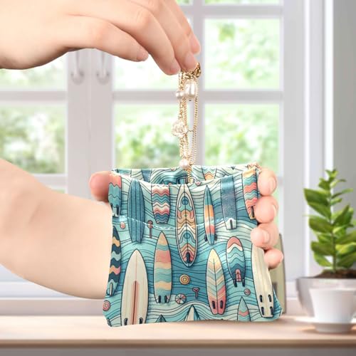 Colorful Surfboards Coin Purse Leather Pouch Change Purse, Squeeze Coin Pouch for Cards, Keys & Lipsticks, Unisex4