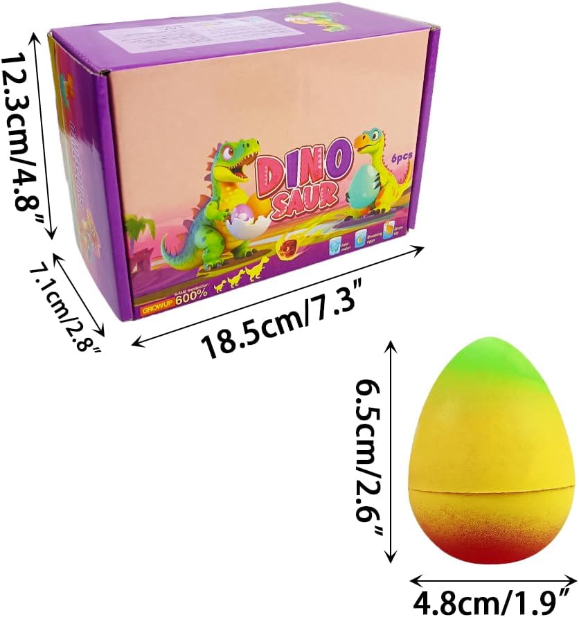 6 Pack Dinosaur Hatching Surprise Eggs Dinosaur Toys Easter Eggs for Kids Boys Girls Easter Basket Stuffers Gifts Birthday Party Favors Fillers