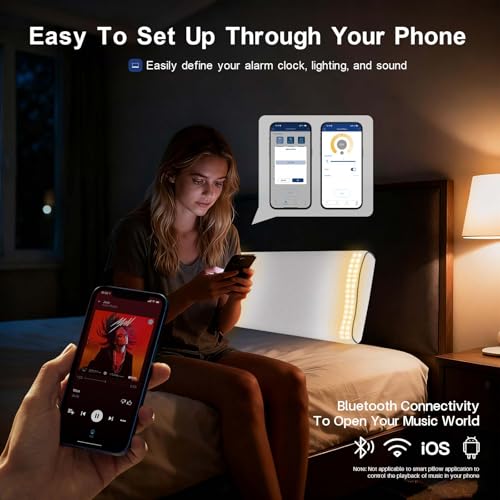 Image of Hopihe Sunrise Pillow, Sound Machine for Sleep with Bluetooth Speaker & Sunset Simulation, Smart Pillow with Wake Up Light, Sunset Lamp, White Noise Machine for Adults Kids
