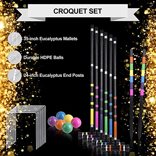 DealKits [6 Players] Croquet Set for Families with Carrying Bag for Yard Outdoor Lawn Backyard Games for Kids Adults All Ages, 35 Inches - Thumbnail 3