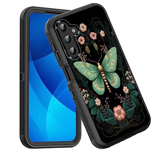 GFEWYTJYJ for Galaxy A14 5G Case,Shockproof 3-Layer Full Body Protection Rugged Heavy Duty High Impact Hard Cover Case for Samsung Galaxy A14 5G 6.6" 2023,Flower Butterfly