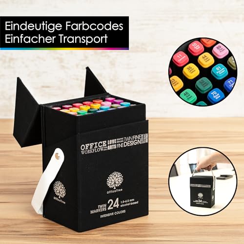 Alkoholmarker OfficeTree 24 Stück für Zeichnungen und Malen