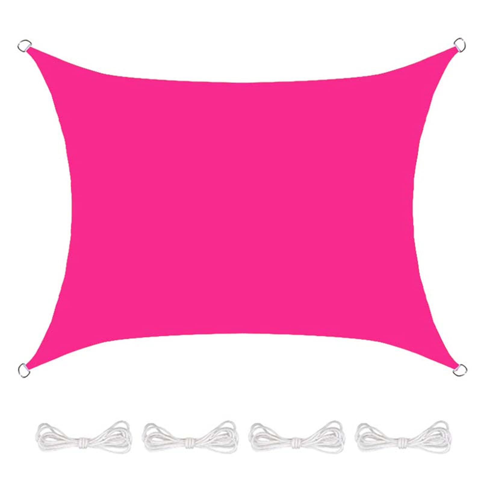 2X3m Garden Shade Sails Canopy Waterproof Rectangle Sun Shade with 4 Ropes UV Block Shade Cloth Sunscreen Awnings for Outdoor Patio Backyard Lawn,Pink
