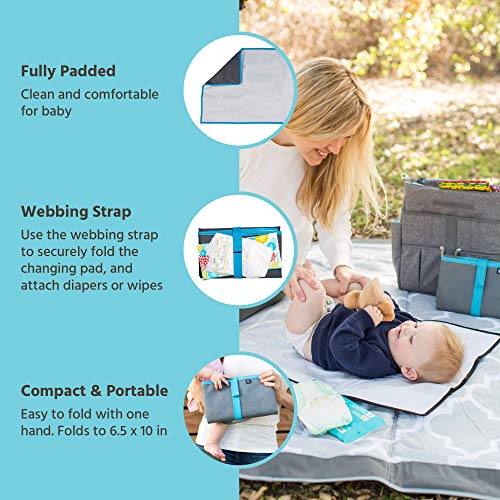 Image of J.L. Childress Full Body Portable Changing Pad for Babies - Diaper Changing Mat for Travel, Baby Accessory Essentials, Wipeable & Water-Resistant, Foldable & Compact, Padded, Extra Large - Grey /Teal
