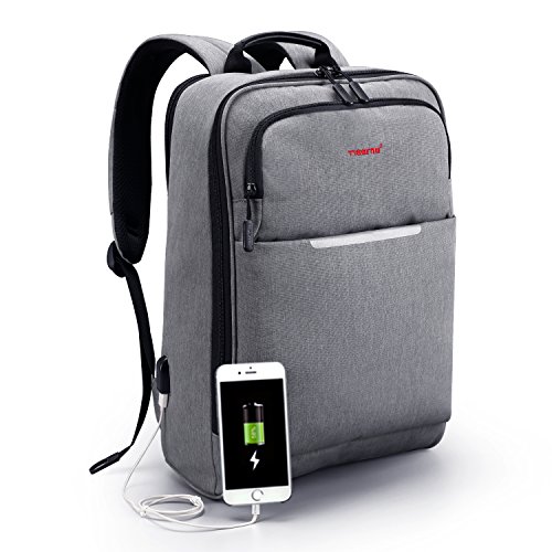 KUPRINE Slim Business Lightweight Laptop Backpack for Women Men with USB Charging Port, College Computer Backpack Fit Up to 13 14 Inch Macbook & Laptops