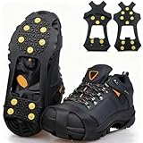 BTtime アイゼン アイススパイク 10本爪 2個セット スノースパイク 着脱式スパイク 靴 滑り止め 簡単装着 氷結路面 転倒防止 革靴 ブーツ 男女兼用 クイックフィット 泥 氷 登山 通勤 釣り 雪 対策 多種靴適応（L）