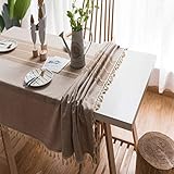 tovaglia rotonda 【Materiale di alta qualità】: tovaglia lavabile in 80% cotone e 20% lino, naturale e piacevole al tatto, resistente allo strappo e all'usura, nessun odore particolare, colori brillanti e lunga durata.