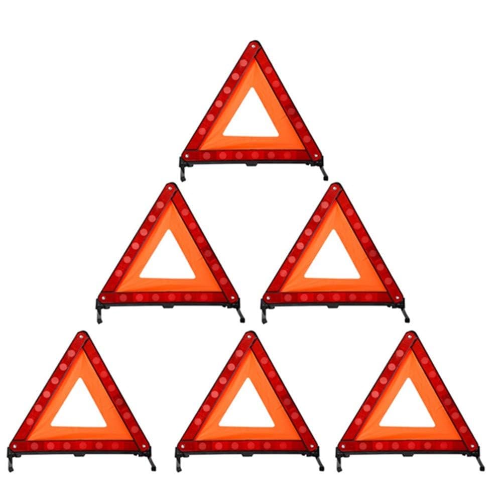 Warndreieck Faltbares Sicherheitsdreieck Dreifachwarnsystem Warndreieck Reflektor Straßenrand-Warnschild Dreieck-Symbol für Notfall mit Aufbewahrungstasche （6PCS）