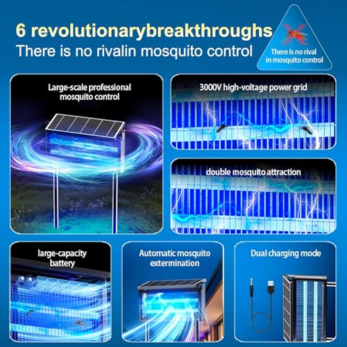 Solar Bug Zapper, 4500V Mosquito Zapper Fly Traps Outdoor Patio Waterproof - image 4