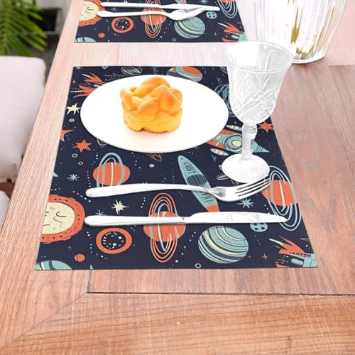 Sets de table en PVC lavables motif espace rétro 30,5 cm lot de 4 - 5