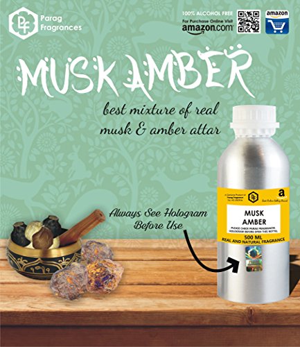 Parag fragrances MUSK AMBER ATTAR 500ML ( NATURAL COMBINATION OF MUSK ATTAR AND AMBER ATTAR ) BEST ATTAR FOR MEN, BEST ALCOHOL FREE ATTAR FOR RESALE OR USE PURP AccessoriesOSE