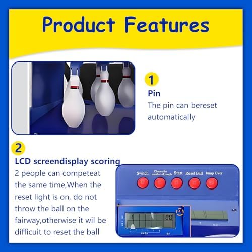 Electric Bowling Alley Game for Home, 11.5ft Automatic Bowling Machine with LED Scoreboard, Sound & Lighting Effects - Fun for Kids & Adults