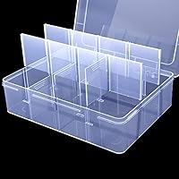 Vista 5 de Caja organizadora grande transparente, caja organizadora de 12 rejillas con divisores extraíbles para joyas, almacenamiento de cuentas, contenedor