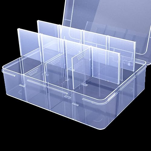 Miniatura 5 de Caja organizadora grande transparente, caja organizadora de 12 rejillas con divisores extraíbles para joyas, almacenamiento de cuentas, contenedor