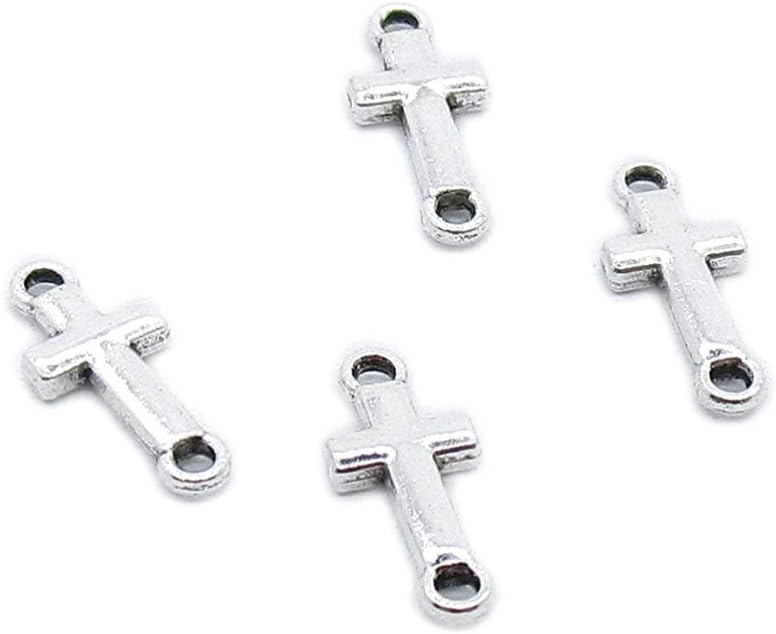 2170 Pieces Antique Silver Tone Jewelry Charms Suppliers Arts Crafts Making Beading Findings Crafting RW7D6T Latin Cross Connector