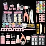 Acrylic Nail Kit For Beginners - 3-Color Powder (Clear/White/Pink), All-In-One Home Salon Supplies, Long-Lasting & Perfect Gift