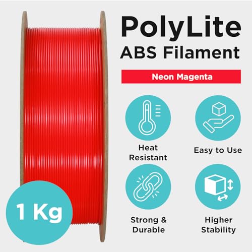 Image of Polymaker ABS Filament 1.75mm Neon Magenta, 1kg 3D Printing Filament, PolyLite ABS 3D Printer Filament, Heat Resistant, Strong & Durable, Dimensional Accuracy + /- 0.03mm
