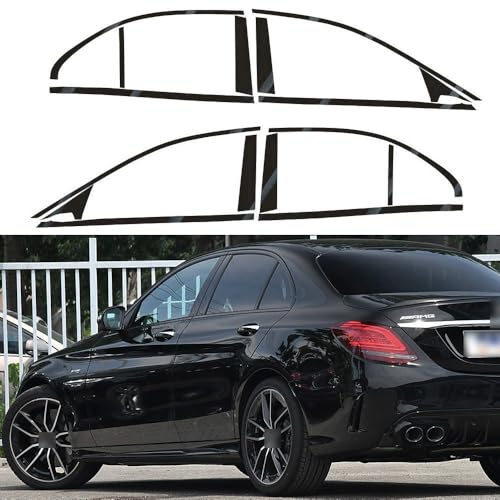 UYITO Window Trim Chrome Delete Blackout Overlay Pre-Cut Genuine Vinyl for Mercedes Benz C Class W205 2014-2022 Carbon Fiber Pattern