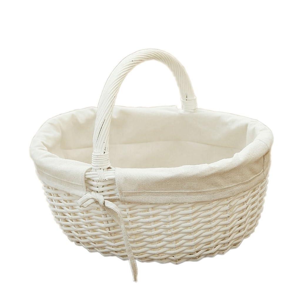 Storage Basket,Picnic basket Portable Hand-woven Camping Hamper Rattan Shopping Vegetable for 2 Outdoor