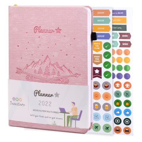 Image of PLANNER STAR 2022 Dated (Jan 2022 - Jan 2023) Monthly & Weekly Life Planner| A5 Size | Organizer, Journal | Plan for Time Management, Productivity & Positivity (Light Pink)