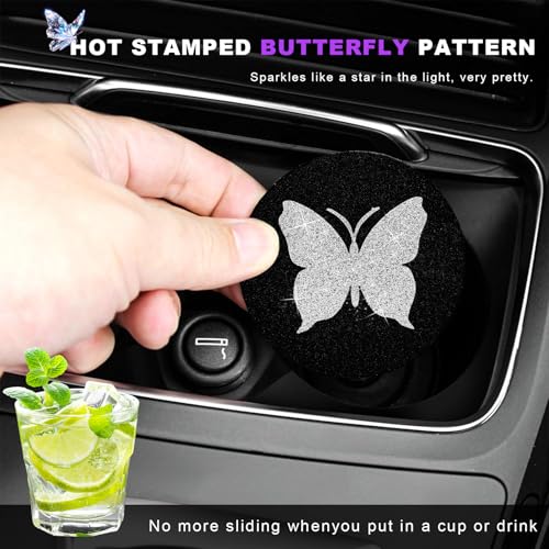 Portavasos para carro butterfly con brillo plateado 2 pcs miniatura 4