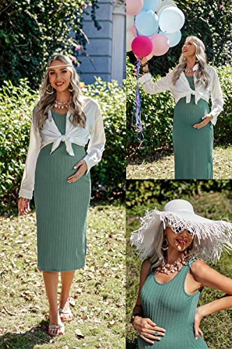 Ekouaer Bodycon Sweater Dress For Women Maternity Sleeveless Round Neck Pregnant Dresses Petite Night Dress(Mint Green, Xl) #TOP2