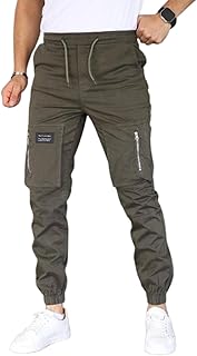 بنطلون كارغو رجالي كاجوال بجيوب متعددة وسحاب، تصميم عصري مريح ومناسب لجميع الفصول سويت بانتس كارجو للشباب والرجال من ميزة