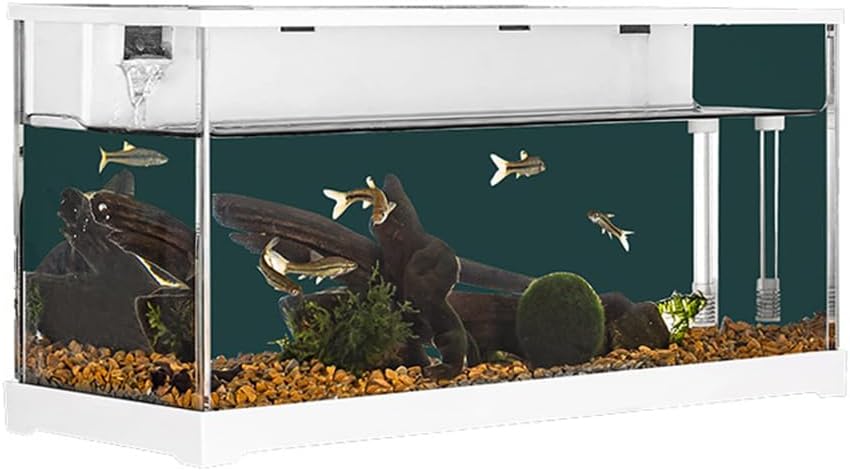 Fish Tank, Rectangular Aquarium Tank Clear Acrylic Aquarium Tank Top Circulating Filtration System, Silent Water Pump for Goldfish Small Fish& Home Office Desktop Decorative,38x14x18cm